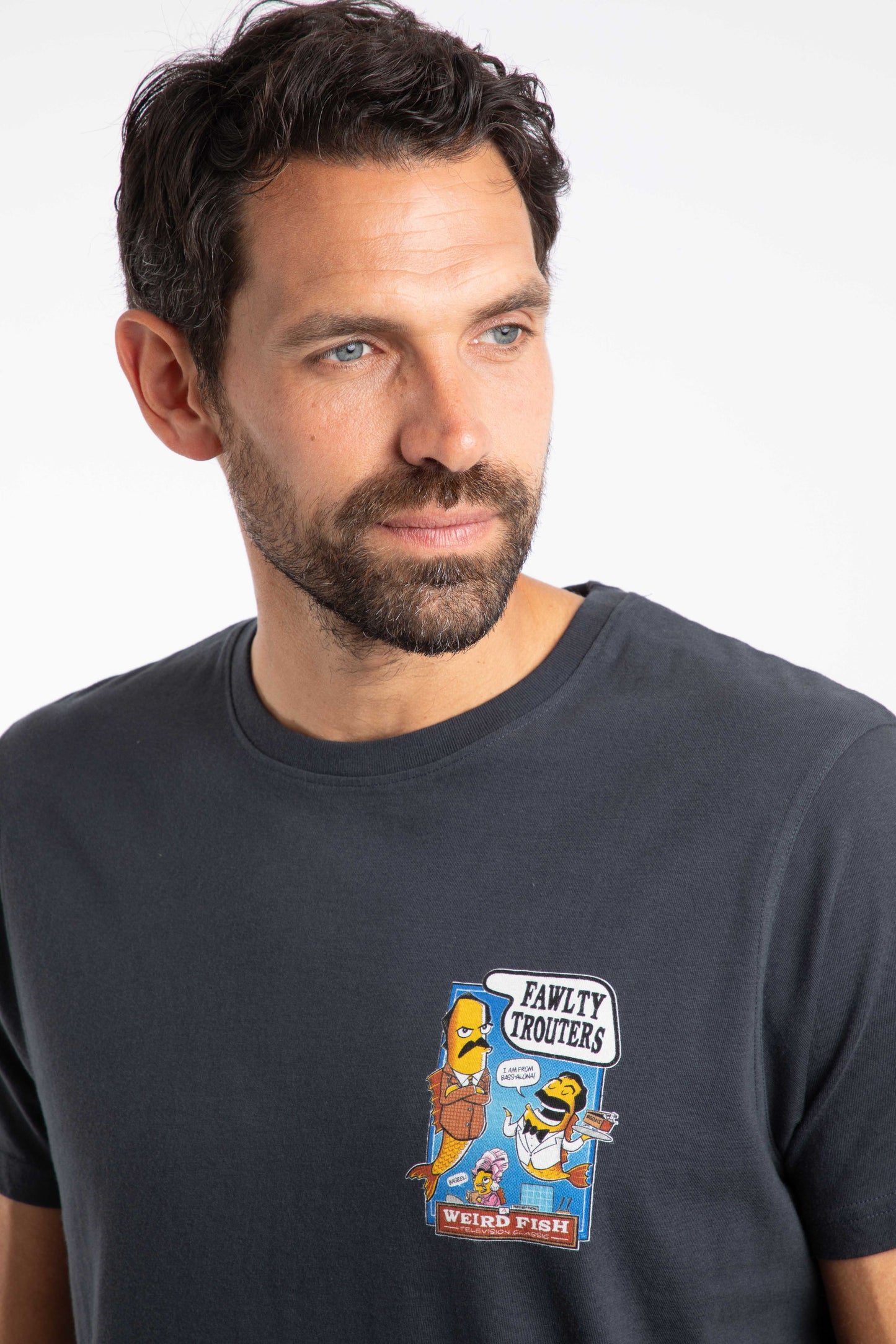 Weird Fish Fawlty Trouters Artist T-Shirt Navy