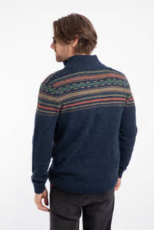 Weird Fish Larner 1/4 Zip Fair Isle Jumper Midnight