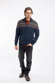 Weird Fish Larner 1/4 Zip Fair Isle Jumper Midnight