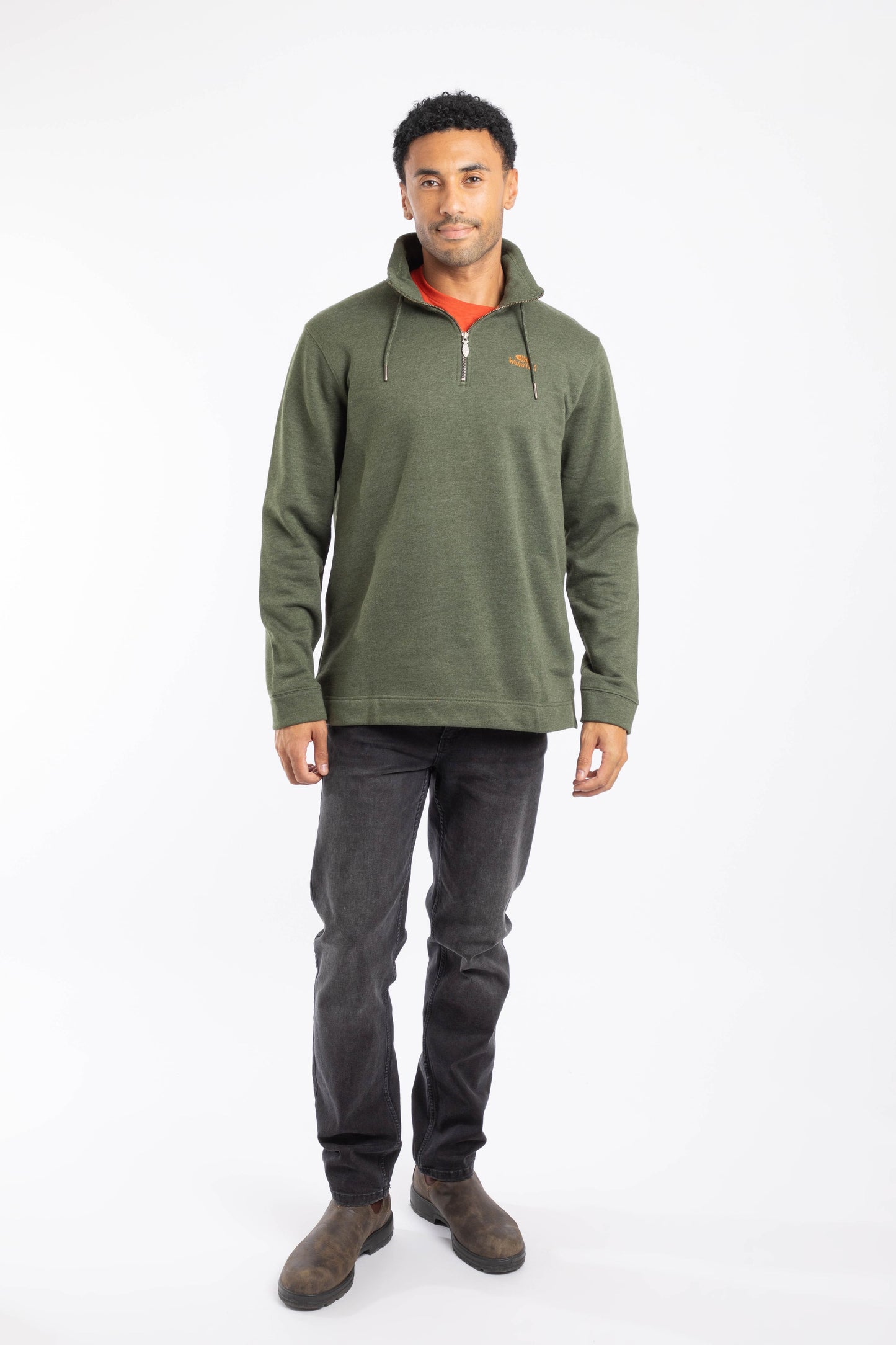 Weird Fish Brampton Branded Qtr Zip Sweat Green
