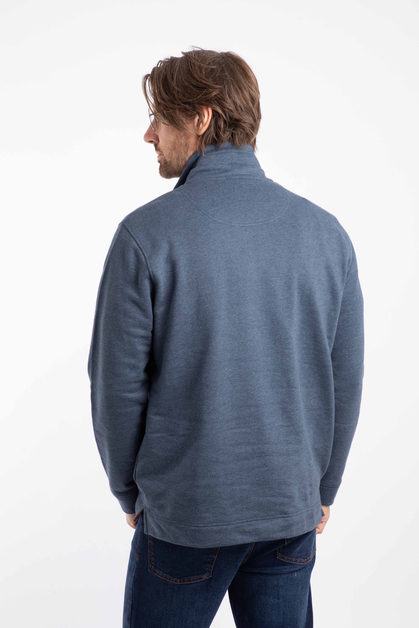 Weird Fish Brampton Branded Qtr Zip Sweat Navy