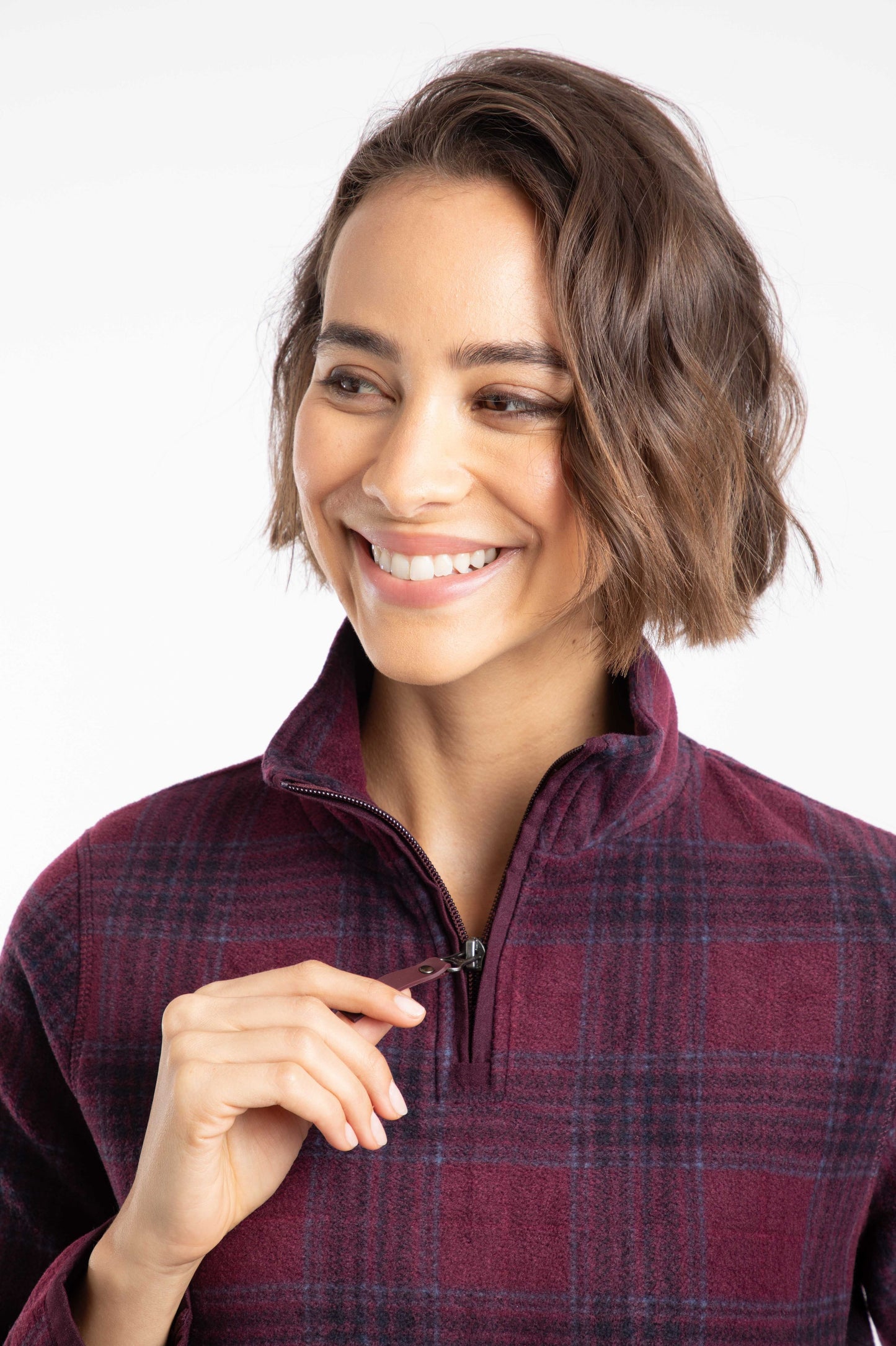 Weird Fish Reena 1/4 Zip Printed Microfleece Aubergine