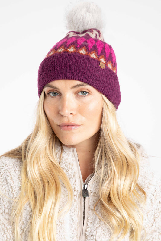 Weird Fish Frady Fair Isle Bobble Hat Beet