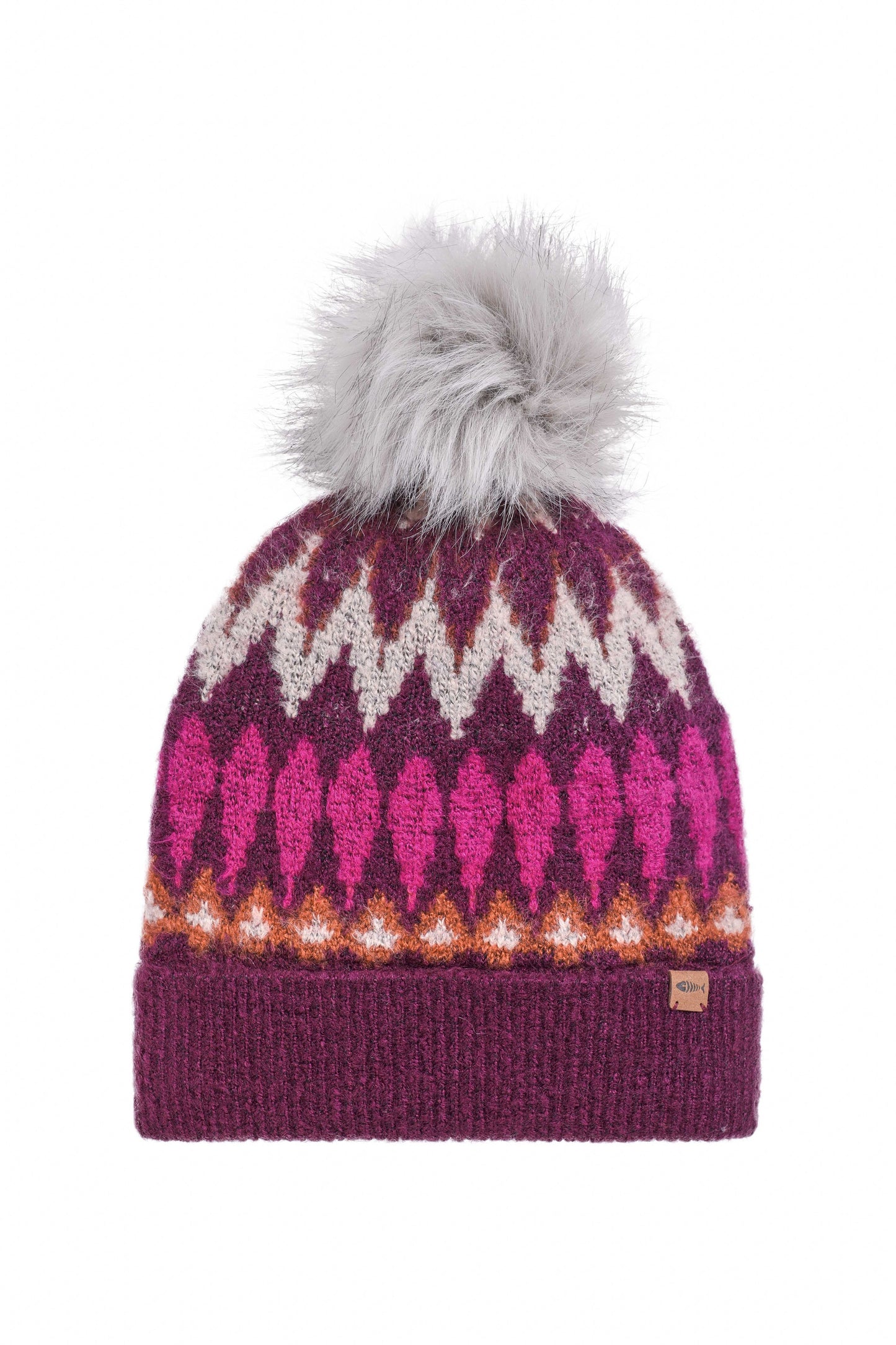 Weird Fish Frady Fair Isle Bobble Hat Beet