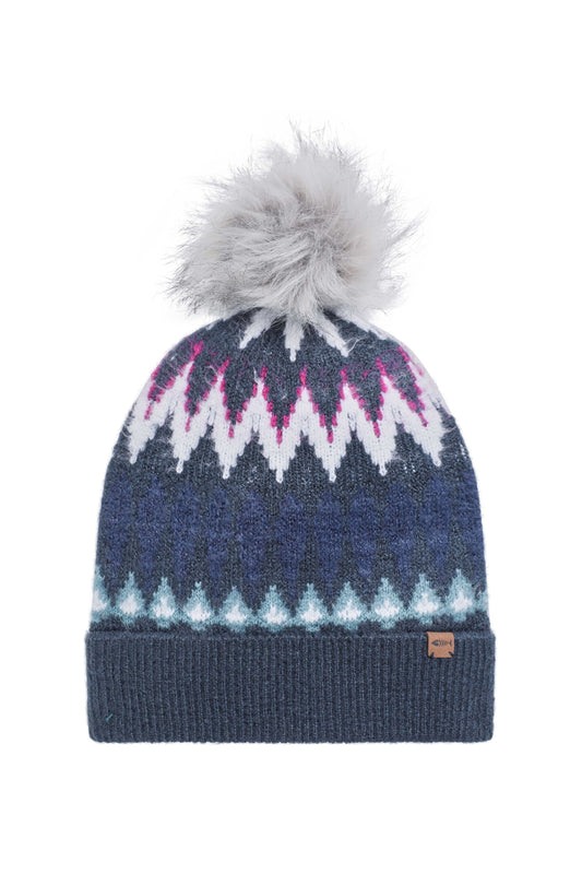 Weird Fish Frady Fair Isle Bobble Hat Navy