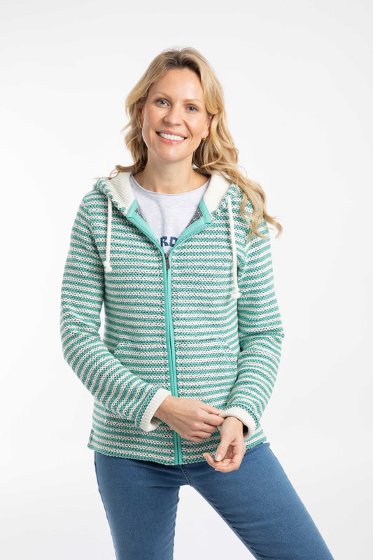 Weird Fish Fisher Full Zip Stripe Macaroni Hoodie Apple Mint
