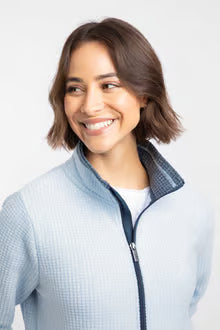 Weird Fish Ariana Grid Fleece- Cool Blue