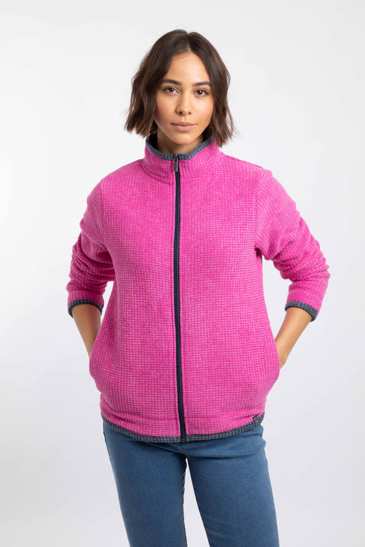 Weird Fish Ariana Full Zip Grid Fleece Gerbera