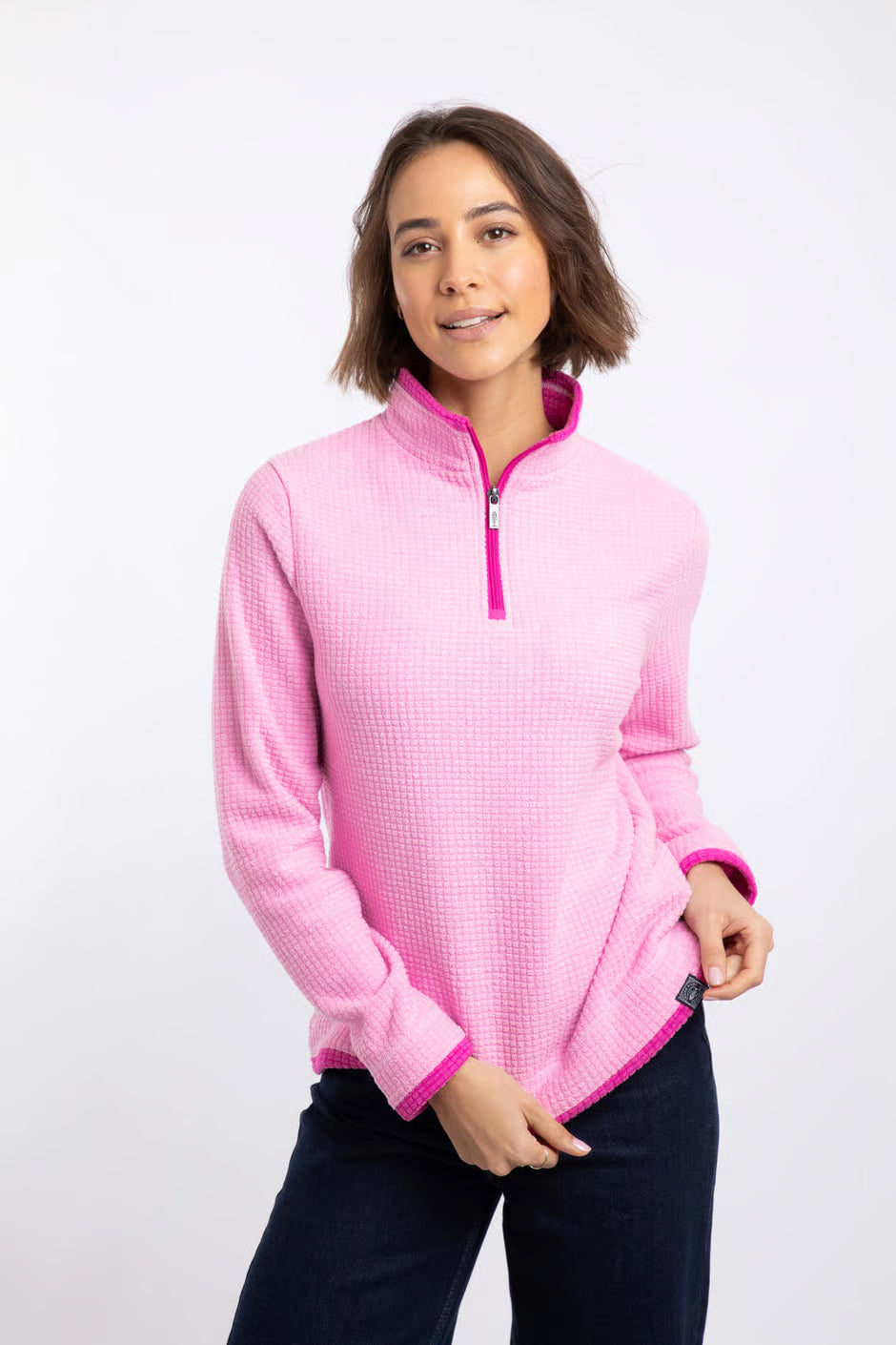 Weird Fish Beye 1/4 Zip Fleece Azalea