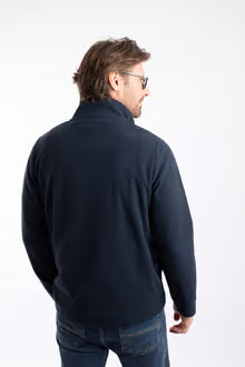 Weird Fish Roald Button Funnel Neck Microfleece Navy