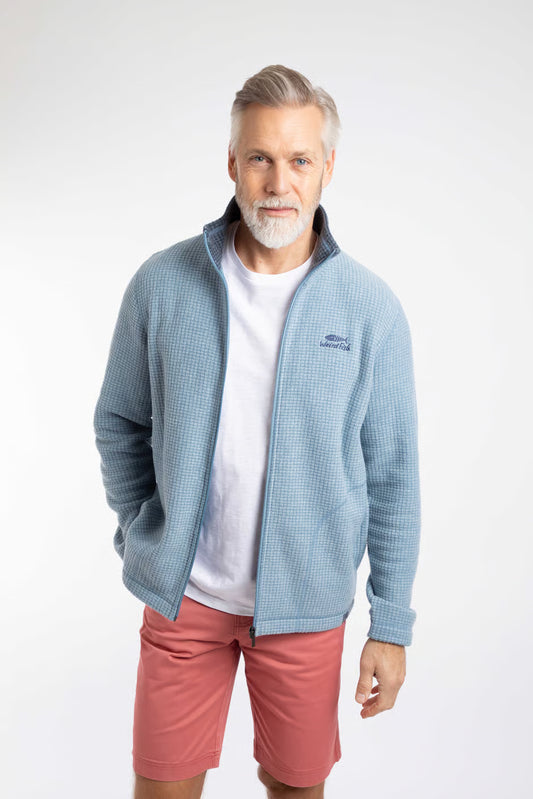 Weird Fish Shires Full Zip Grid Fleece Light Blue