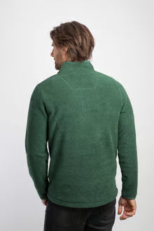Weird Fish Errill 1/4 zip Textured Fleece Laurel Green