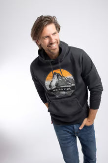 Weird Fish Wills Front Print Graphic Popover Hoodie Black