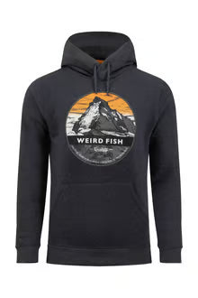 Weird Fish Wills Front Print Graphic Popover Hoodie Black