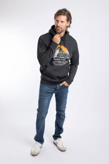 Weird Fish Wills Front Print Graphic Popover Hoodie Black