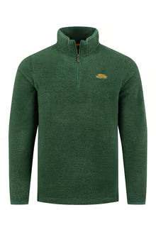 Weird Fish Errill 1/4 zip Textured Fleece Laurel Green