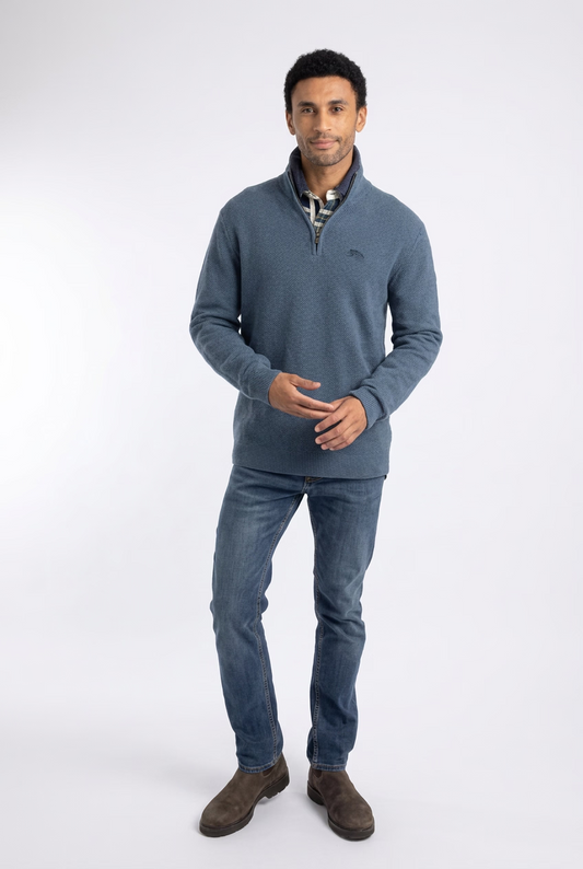 Weir Fish Altwood Eco 1/4 Zip Jumper-Ash Blue
