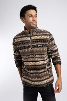 Weird Fish Nash 1/4 Zip Jacquard Borg Fleece SandStone