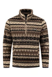 Weird Fish Nash 1/4 Zip Jacquard Borg Fleece SandStone
