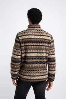Weird Fish Nash 1/4 Zip Jacquard Borg Fleece SandStone