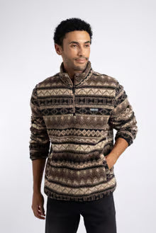 Weird Fish Nash 1/4 Zip Jacquard Borg Fleece SandStone
