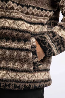 Weird Fish Nash 1/4 Zip Jacquard Borg Fleece SandStone