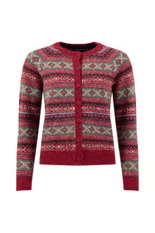 Weird Fish Hollan Fair Isle Cardigan - Rhubarb