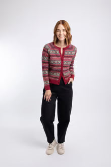 Weird Fish Hollan Fair Isle Cardigan - Rhubarb