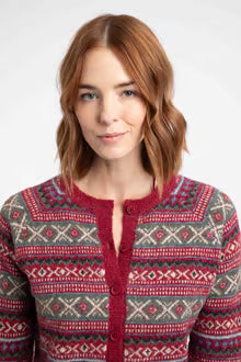 Weird Fish Hollan Fair Isle Cardigan - Rhubarb