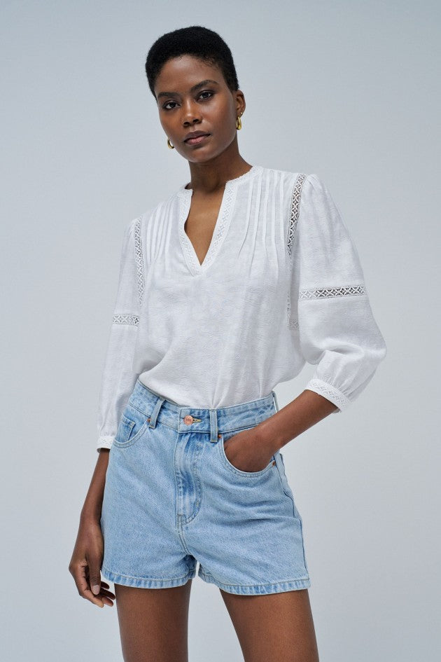 Salsa Jacquard embroidered blouse