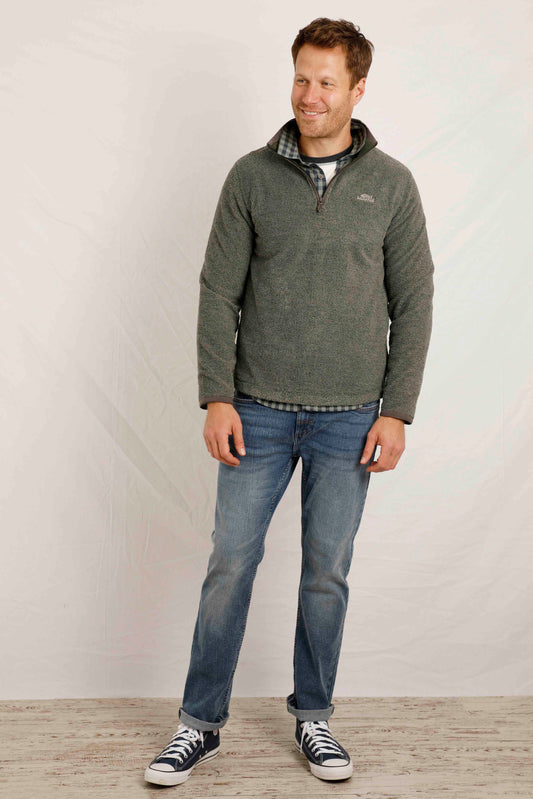 Weird Fish Errill 1/4 zip Textured Fleece/Grey