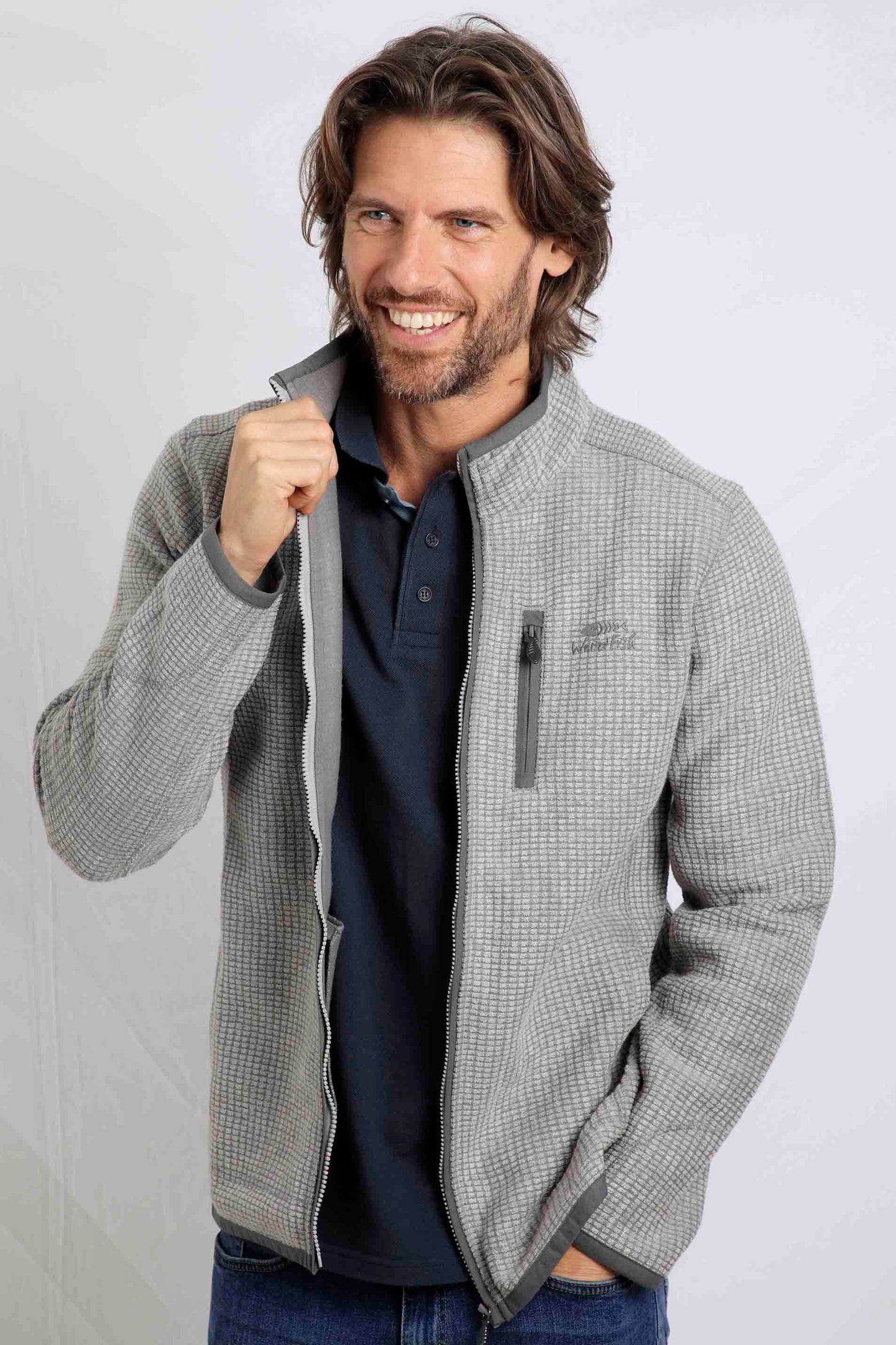 Weird Fish Rossten Fleece Full Zip-Steel Grey