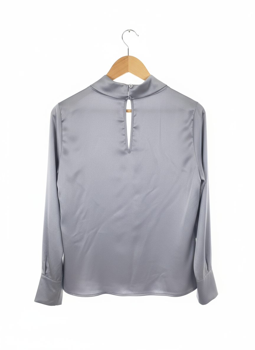 Peruzzi Twist Neck Long Sleeve Top Silver