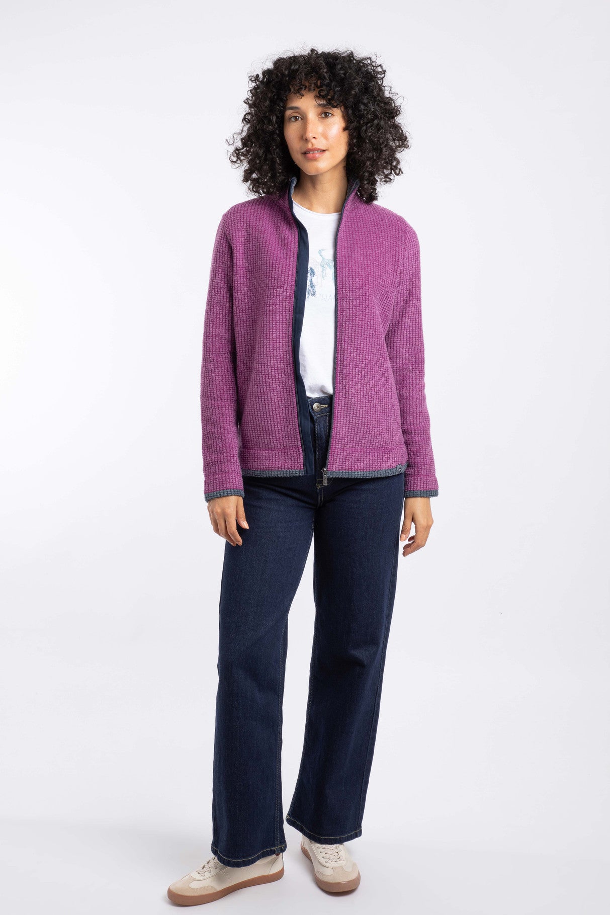 Weird Fish Ariana Full Zip Grid Fleece Purple Wine