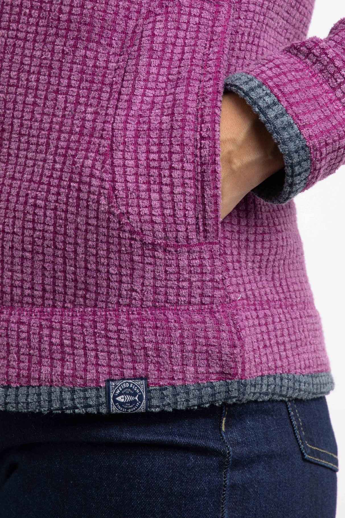 Weird Fish Ariana Full Zip Grid Fleece Purple Wine