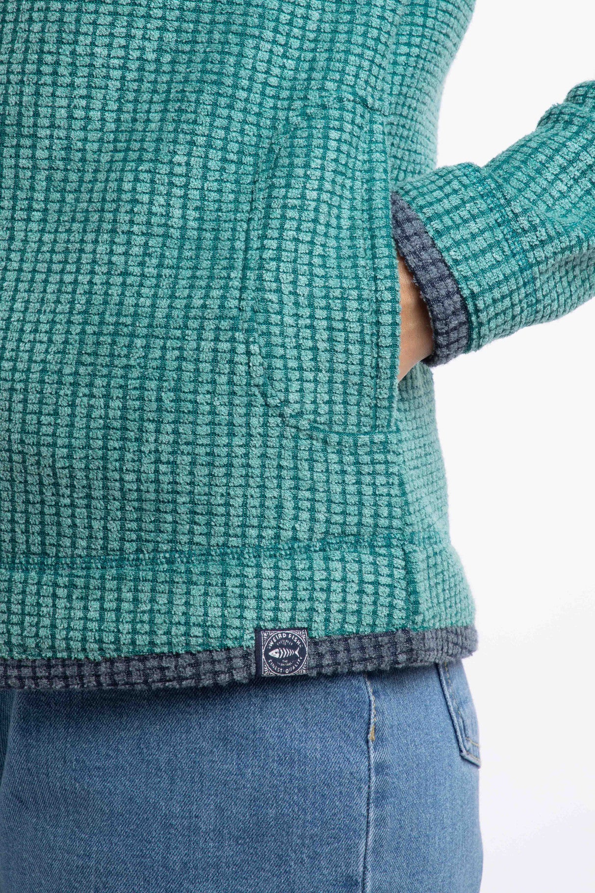 Weird Fish Ariana Full Zip Grid Fleece Leaf Green