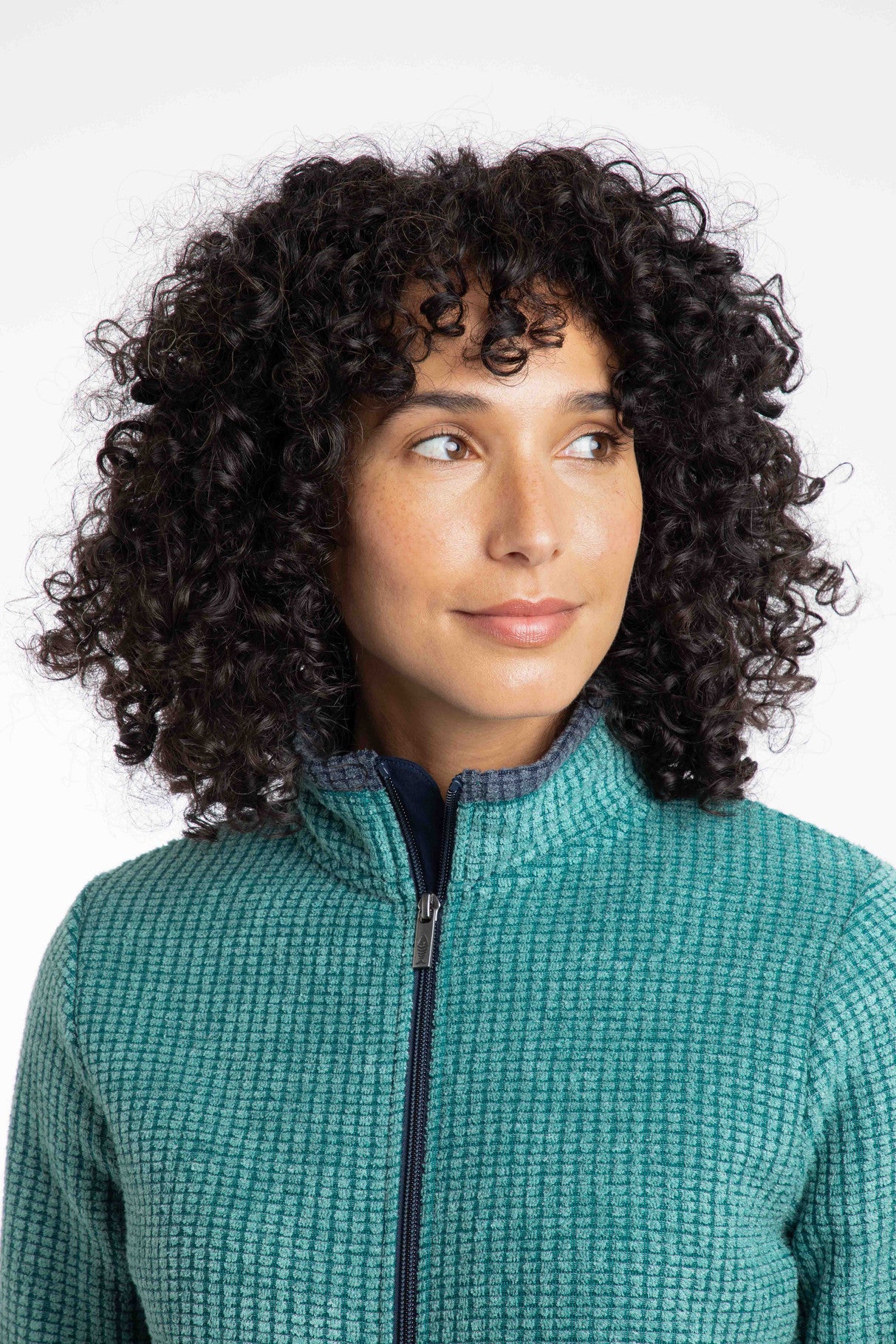 Weird Fish Ariana Full Zip Grid Fleece Leaf Green