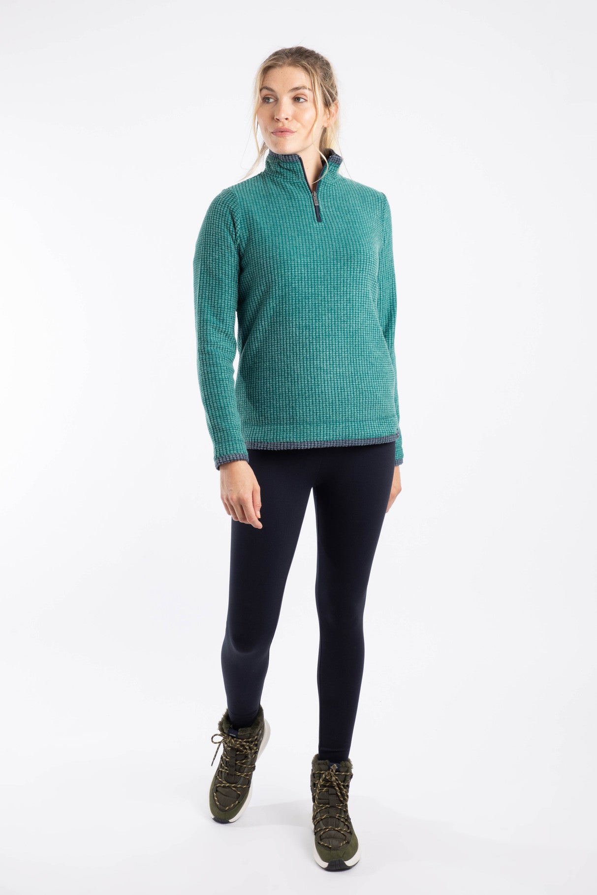 Weird Fish Beye 1/4 Zip Fleece Leaf Green