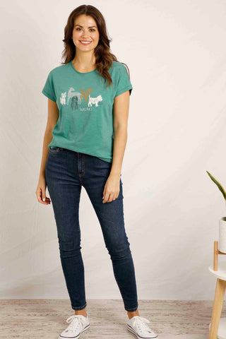 Weird Fish Slub Graphic T-Shirt-  Walkies- Jade