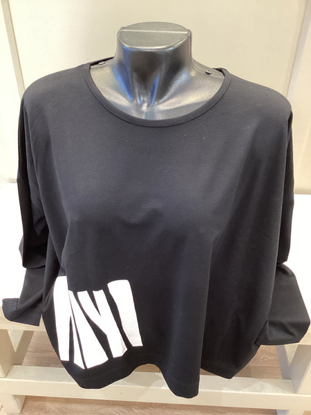 Naya Square Shape Round Neck Top Black/White