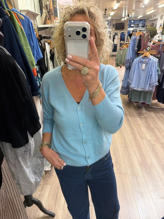 Twns Aspen Long sleeved V-Neck Cardigan Blue Sky