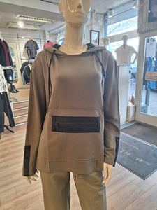 Hooded top with contrast zip and pocket detail Army