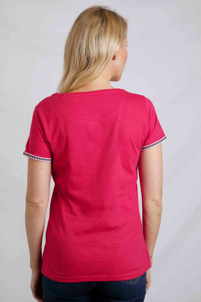 Weird Fish Teya Cotton T-Shirt- Hot Pink