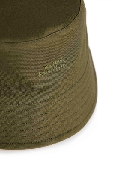 Weird Fish Hallin Washed Reversible Bucket Hat Dark Olive