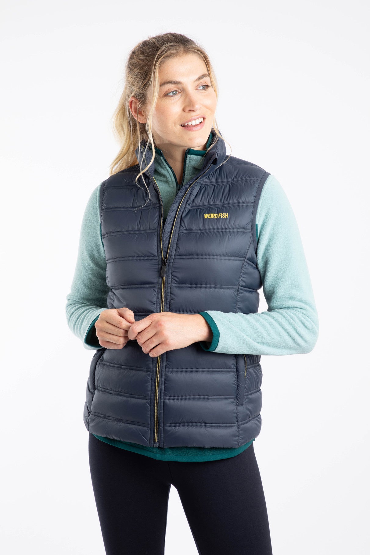 Weird Fish Atissa Lightweight Padded Gilet Navy Blue