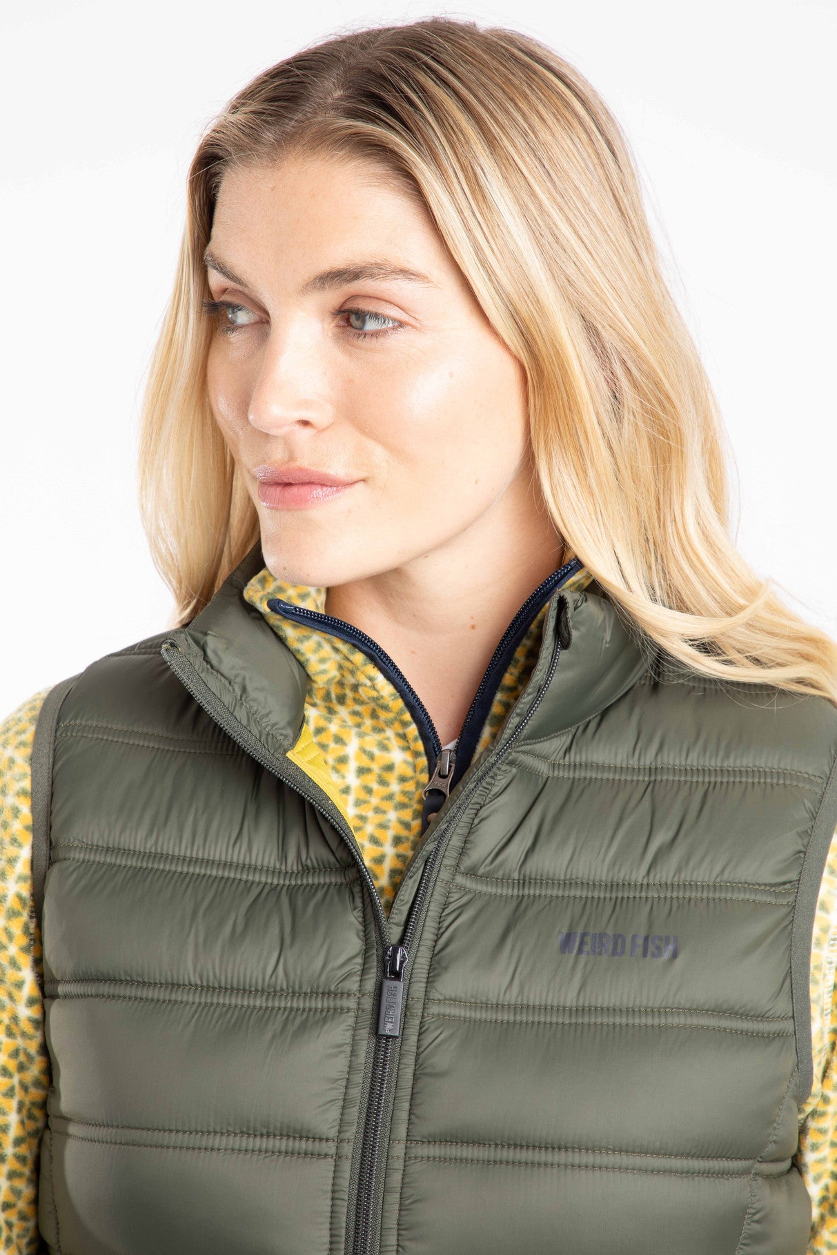 Weird Fish Atissa Lightweight Padded Gilet Deep Lichen Green