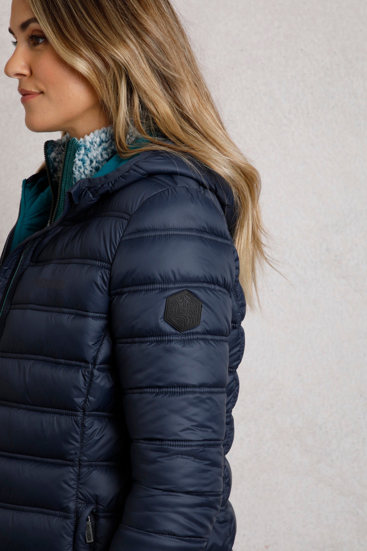 Weird Fish Eshka Lightweight Padded Jacket Navy Blue