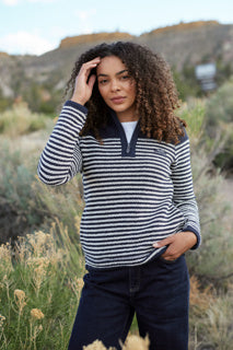 Weird Fish Juliet Eco 1/4 Zip Stripe Macaroni