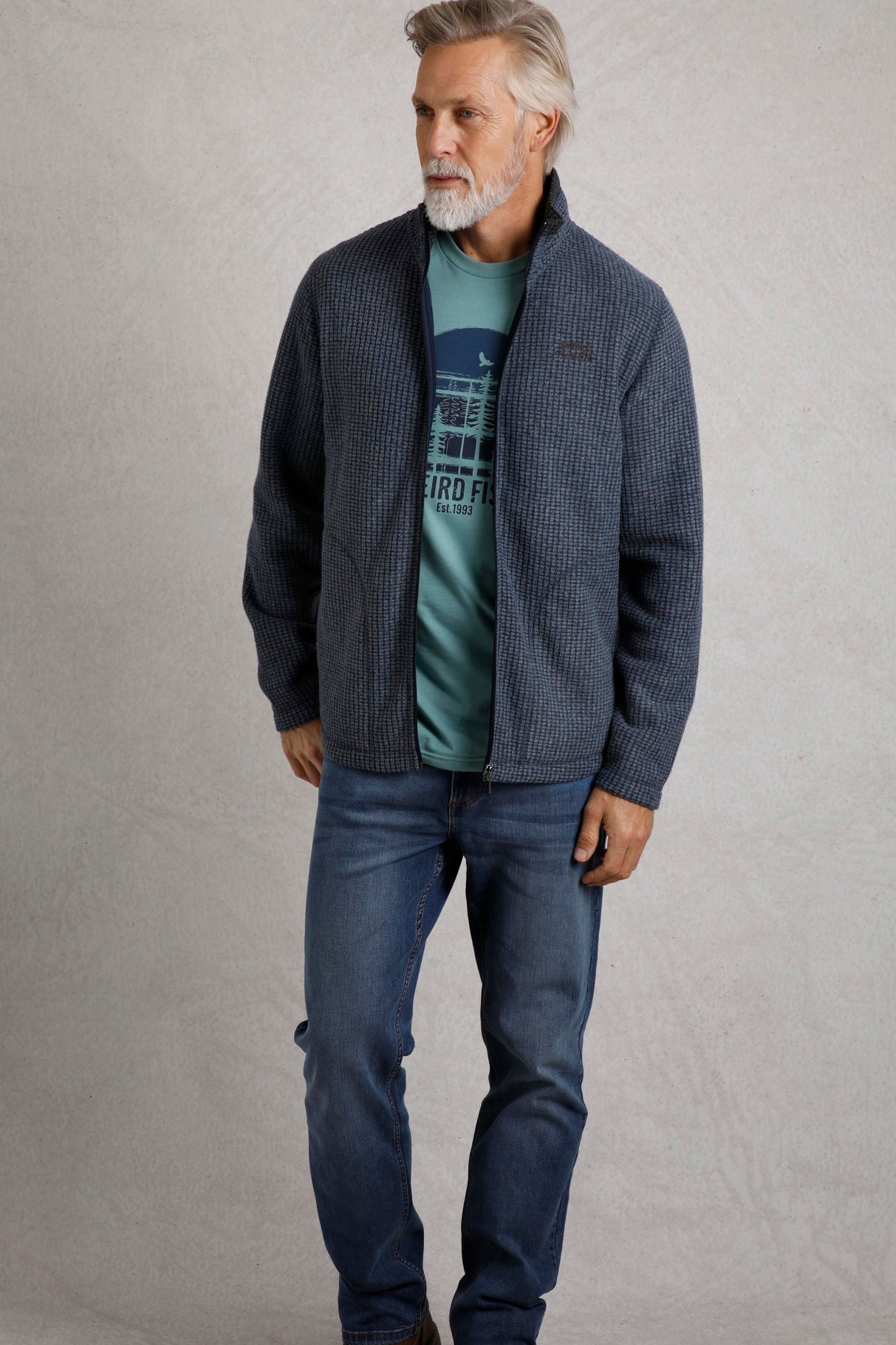 Weird Fish Shires Fleece Full Zip-Navy