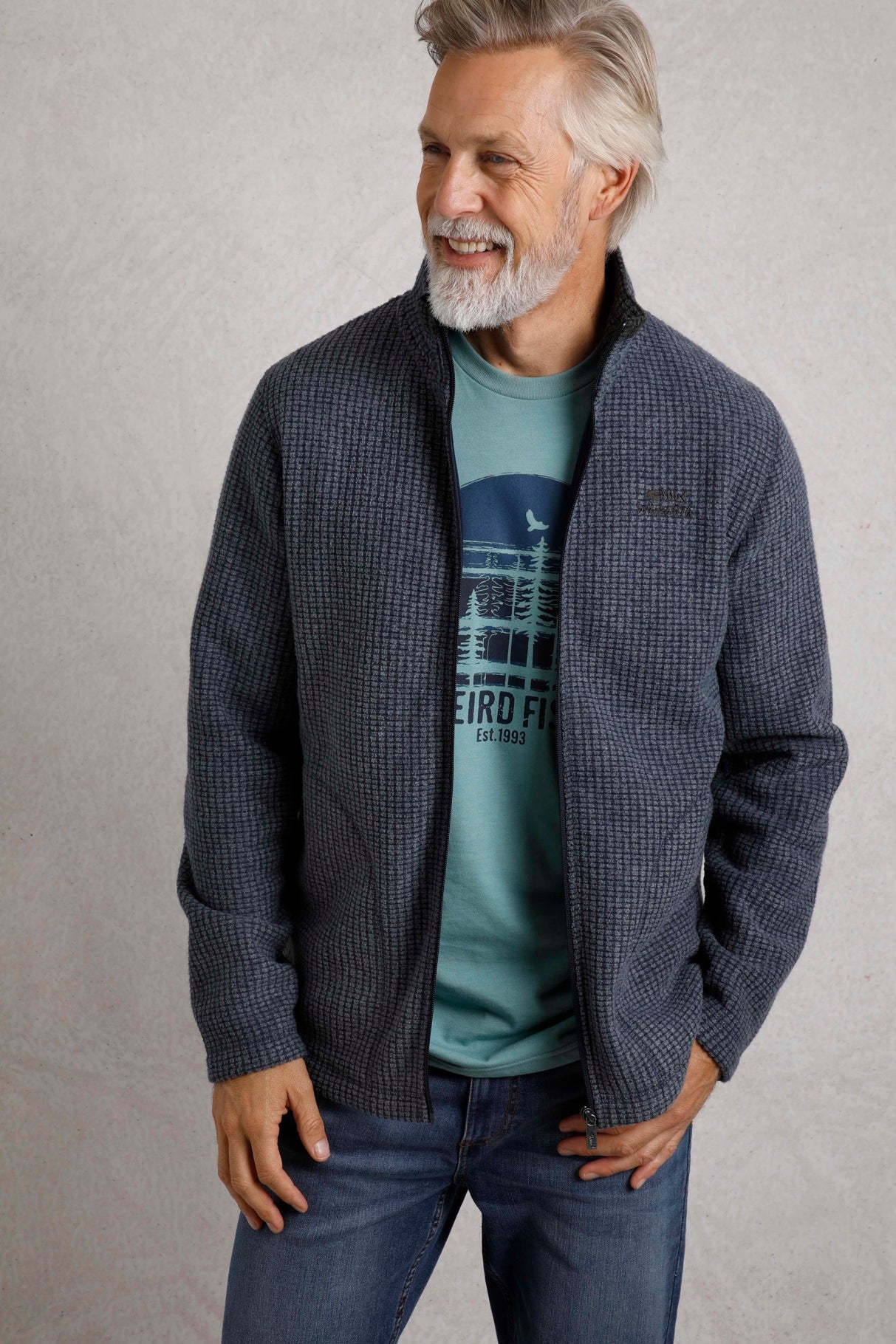 Weird Fish Shires Fleece Full Zip-Navy